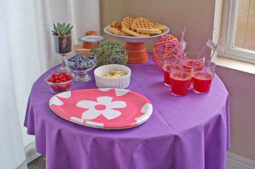 Kids\' food table for Easter brunch. 