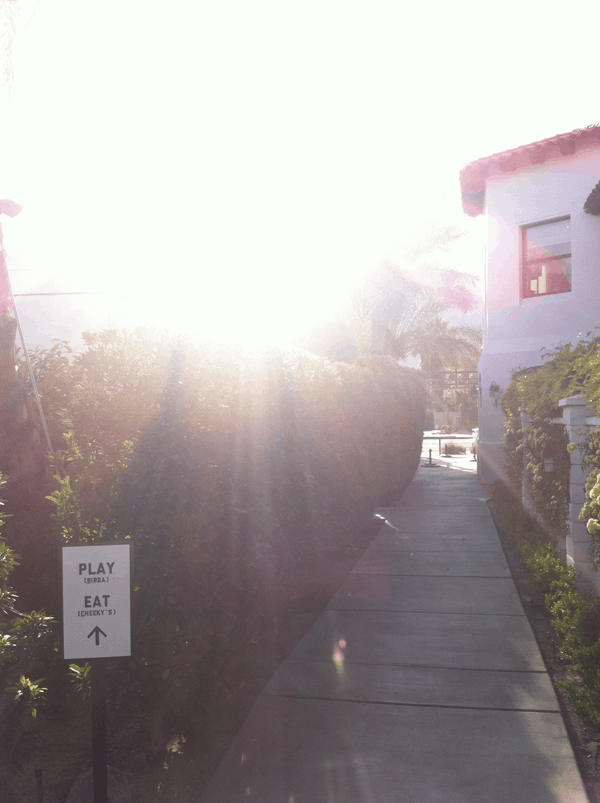 alcazar palm springs walkway to birba and cheekys