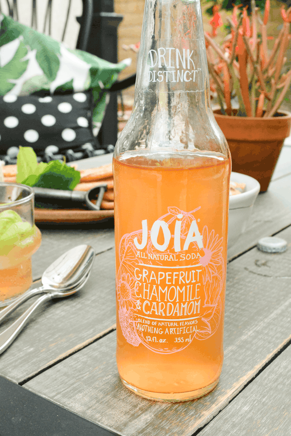 I always look for unique sodas to serve in the summer. This grapefruit chamomile and cardamom soda is perfect for outdoor entertaining. 