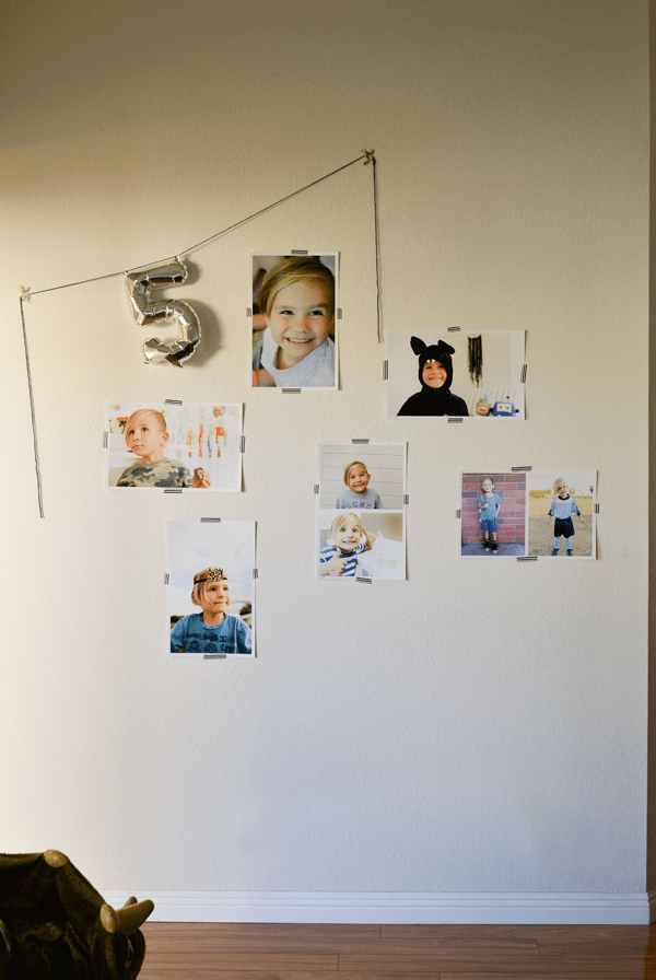 Easy gallery wall for kids birthday.