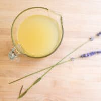 lavender lemonade in a pitcher