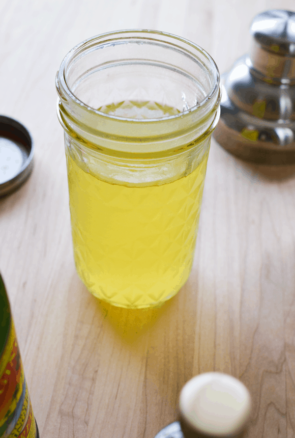 Homemade orange-infused vodka for cocktails.