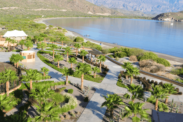 View of the grounds at Villa del Palmar from the Presidential Suite. 