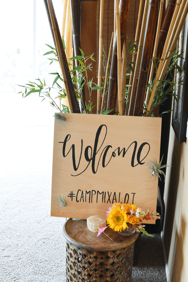 Welcome sign for cocktail camp. Hand painted by @laurenv for #campmixalot. // cupcakesandcutlery.com