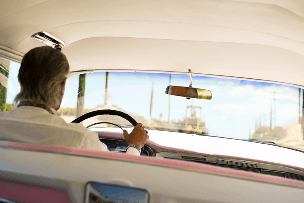 Wine Tasting in Temecula in an antique pink cadillac. 