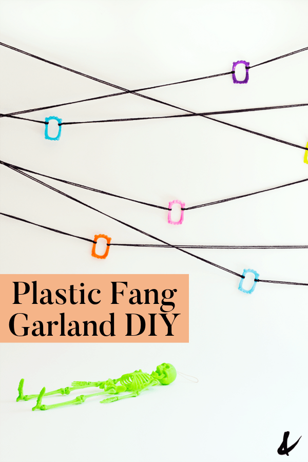 halloween wall garland idea with plastic teeth