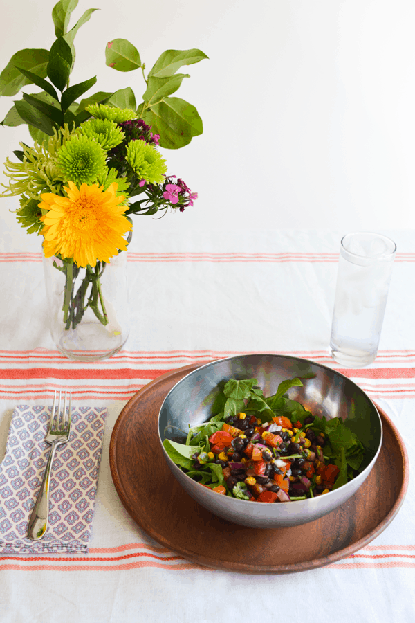 Bowl of salad on a table for a lunch for mom.