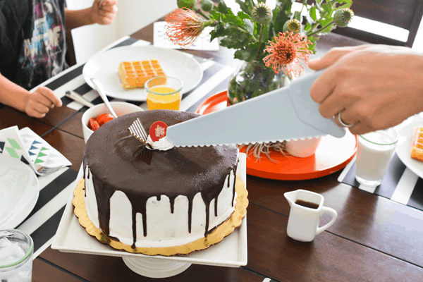 Fun Father's Day Brunch idea. Ice cream cake! It pairs really well with waffles and fresh fruit! #spon