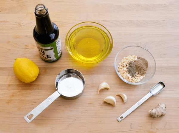 The marinade ingredients for my favorite chicken stir fry with rice. 