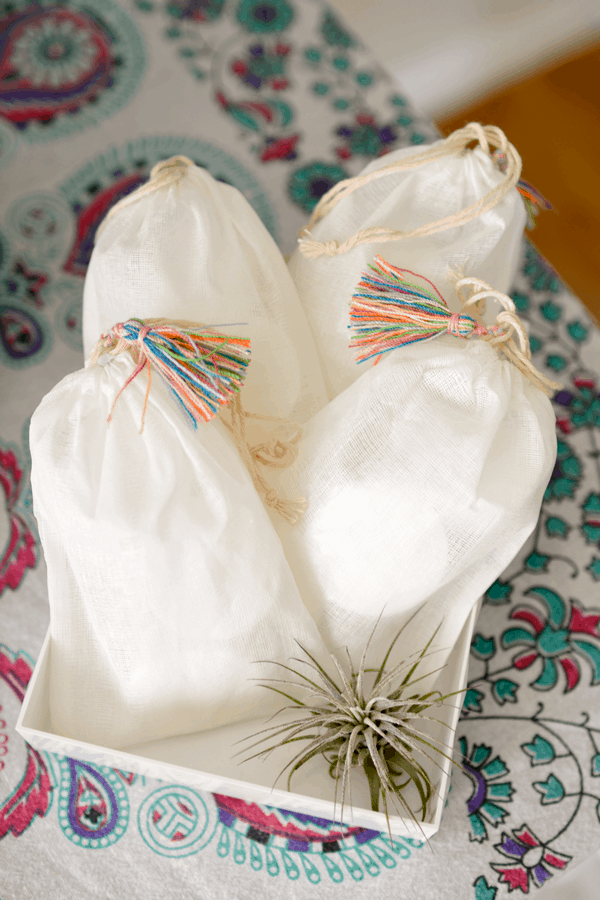 Shower bombs with essential oils for party favors for a boho baby shower. 