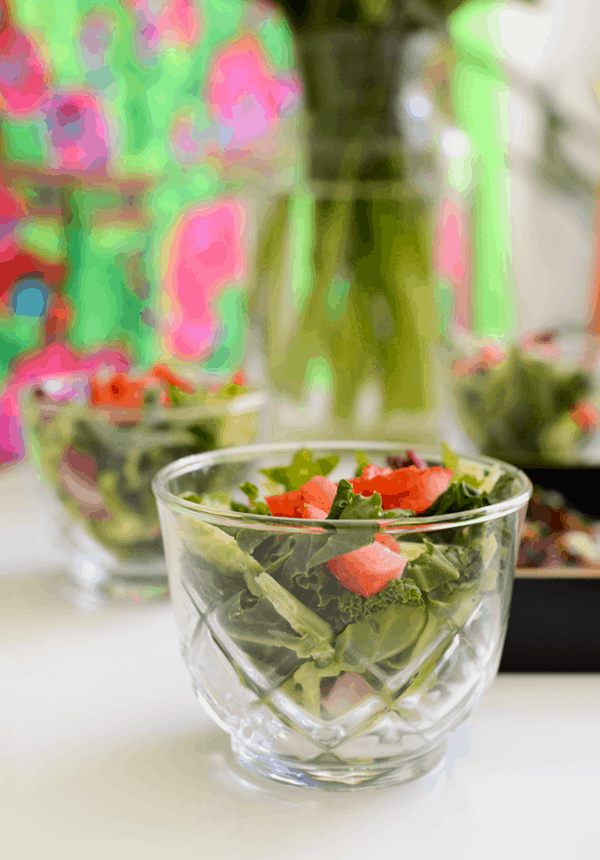 Small cups of salad mix to serve at your next ladies night.