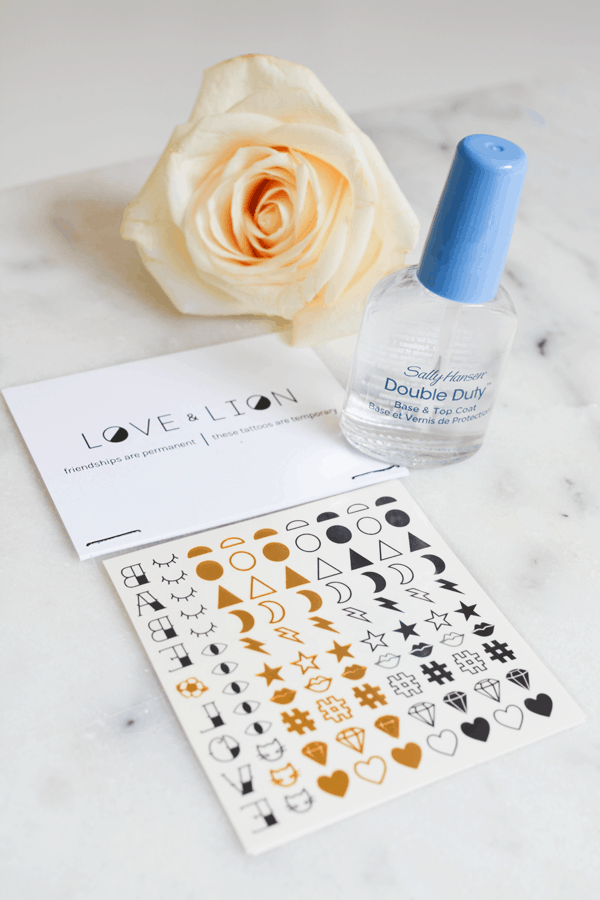 Nail decals and clear polish to put in a gift box for a birthday. 