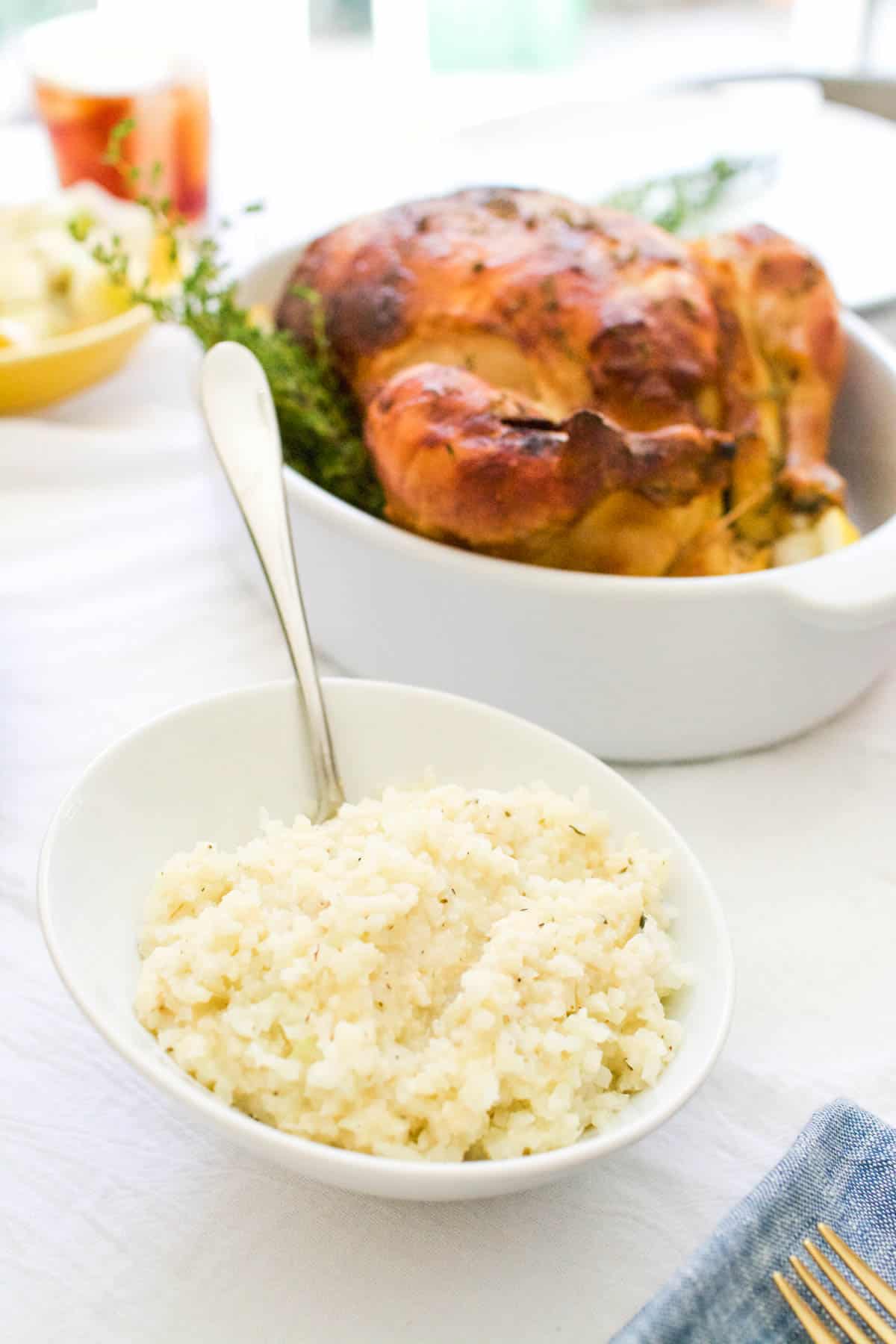 Close up of a healthy side dish idea to serve with chicken.