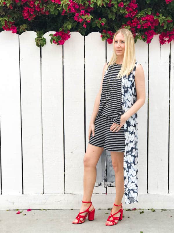 Romper and shirt dress spring outfit idea