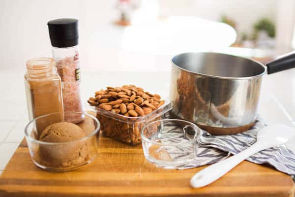 Ingredients for making Candied Almonds.