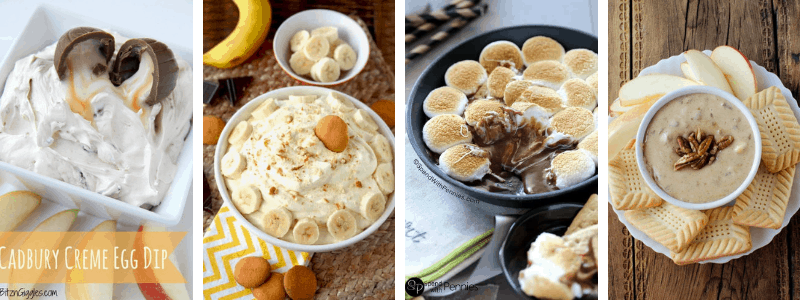 collage of easy dessert dips to eat for your next reality show binge watch session.
