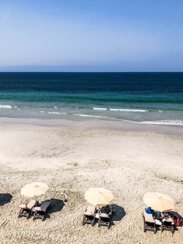 Beach with beach chairs at Marival Armony in Mexico.