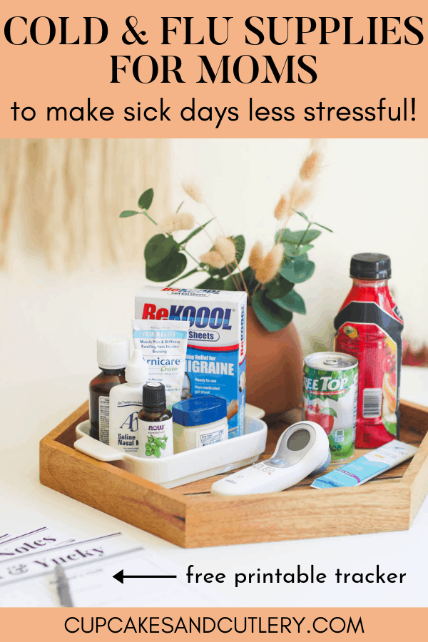 cold and flu essentials with text overlay for pinterest