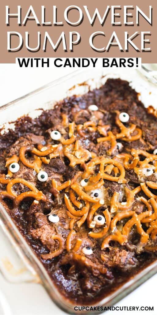 Halloween Dump Cake with Candy Bars.