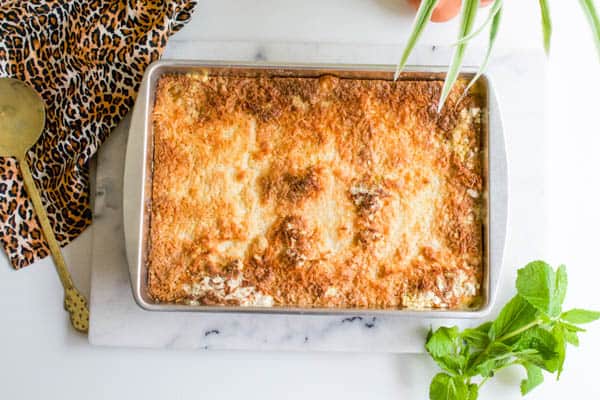 dump cake with condensed milk and pineapple on a table