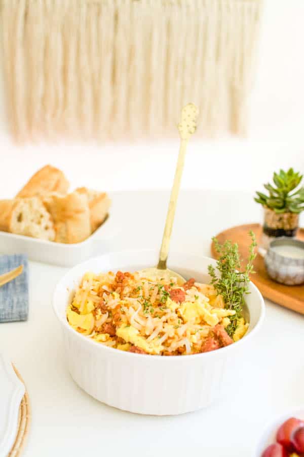 Veggie Sausage Breakfast Hash on a table