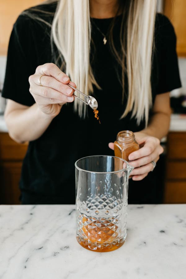 Adding a little spice to a michelada with pumpkin.