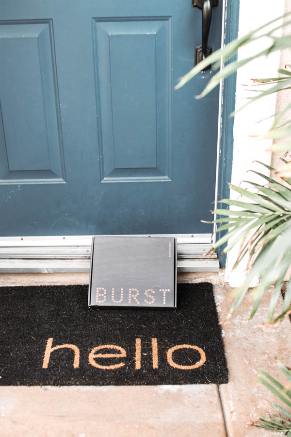 Burst toothbrush box on a front porch