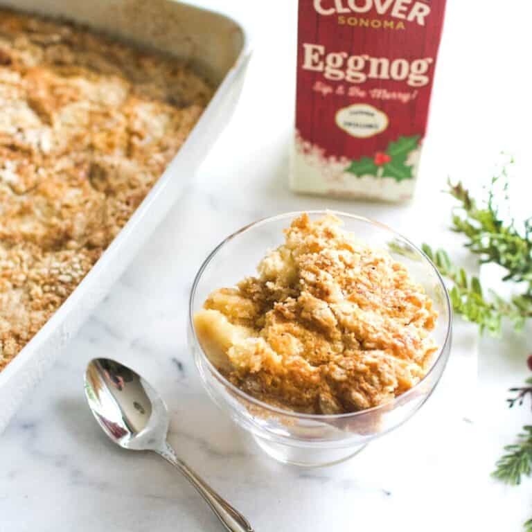 Custardy Eggnog Dump Cake (The Best  Christmas Dump Cake)