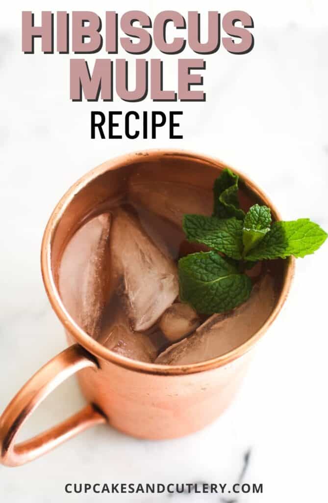 Hibiscus Mule in a copper mule mug with a sprig of fresh mint.