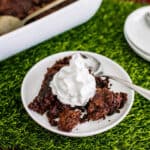 Plate with a serving of Chocolate Dump Cake.