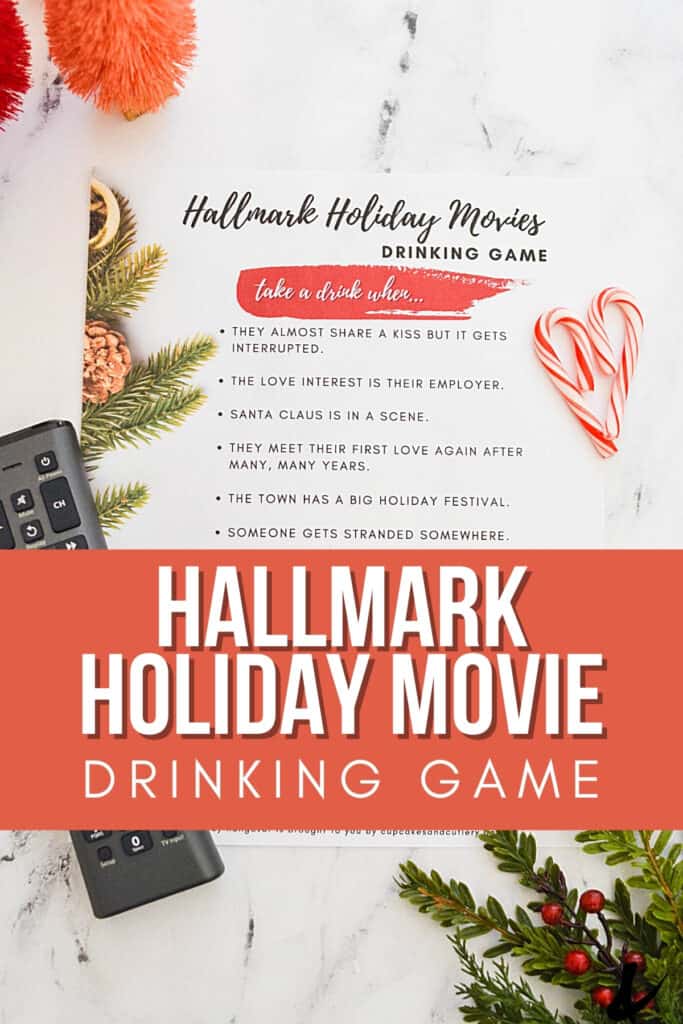 A printable drinking game list on a table with a text overlay.