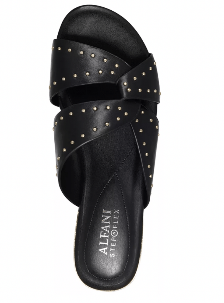 Alfani black studded slides for women at macys.