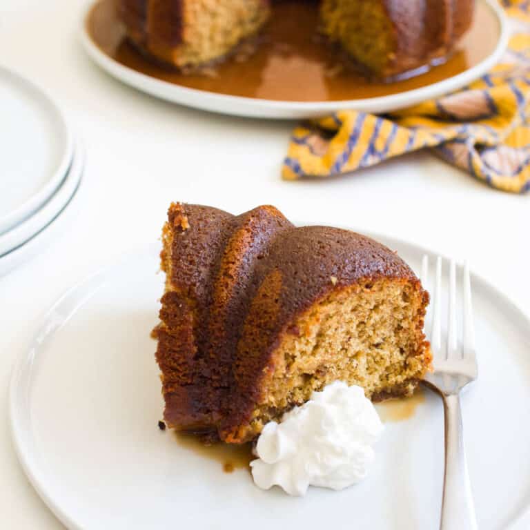 Best Ever Bourbon Bundt Cake Recipe with Caramel Glaze