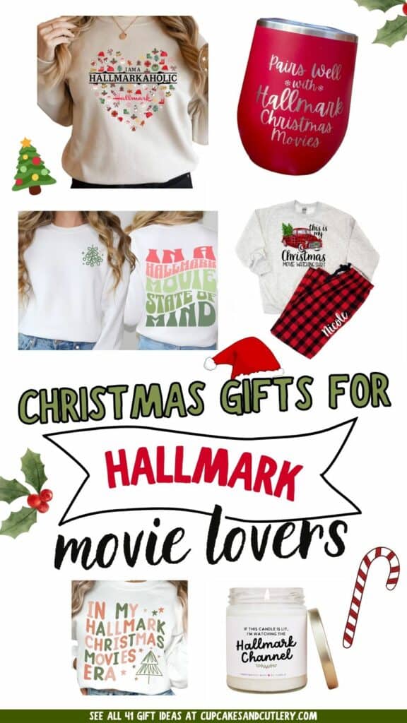 Text: Christmas Gifts for Hallmark Movie Lovers.