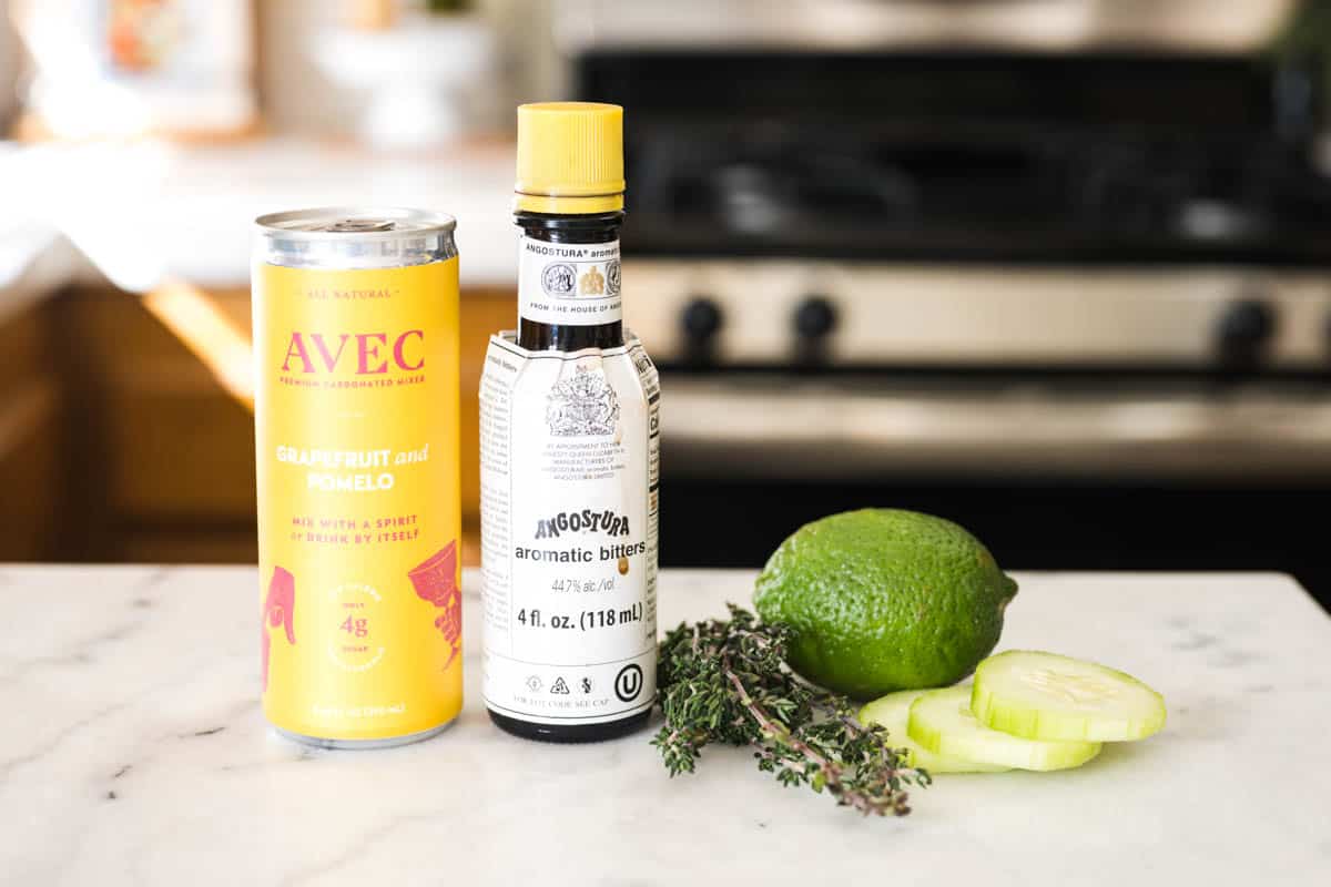 Grapefruit mocktail ingredients.