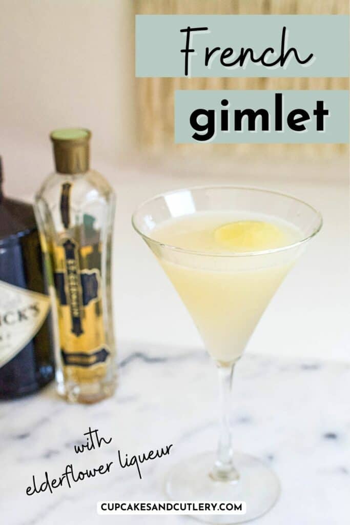 A French gimlet made with St. Germain in a martini glass.