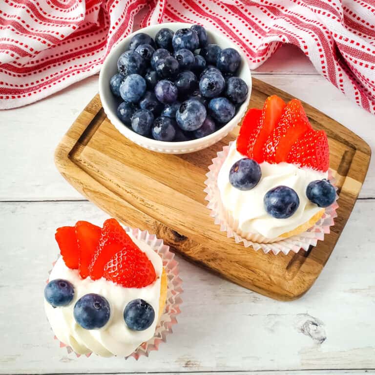 Easiest Ever Red White and Blue Angel Food Cake Cupcakes